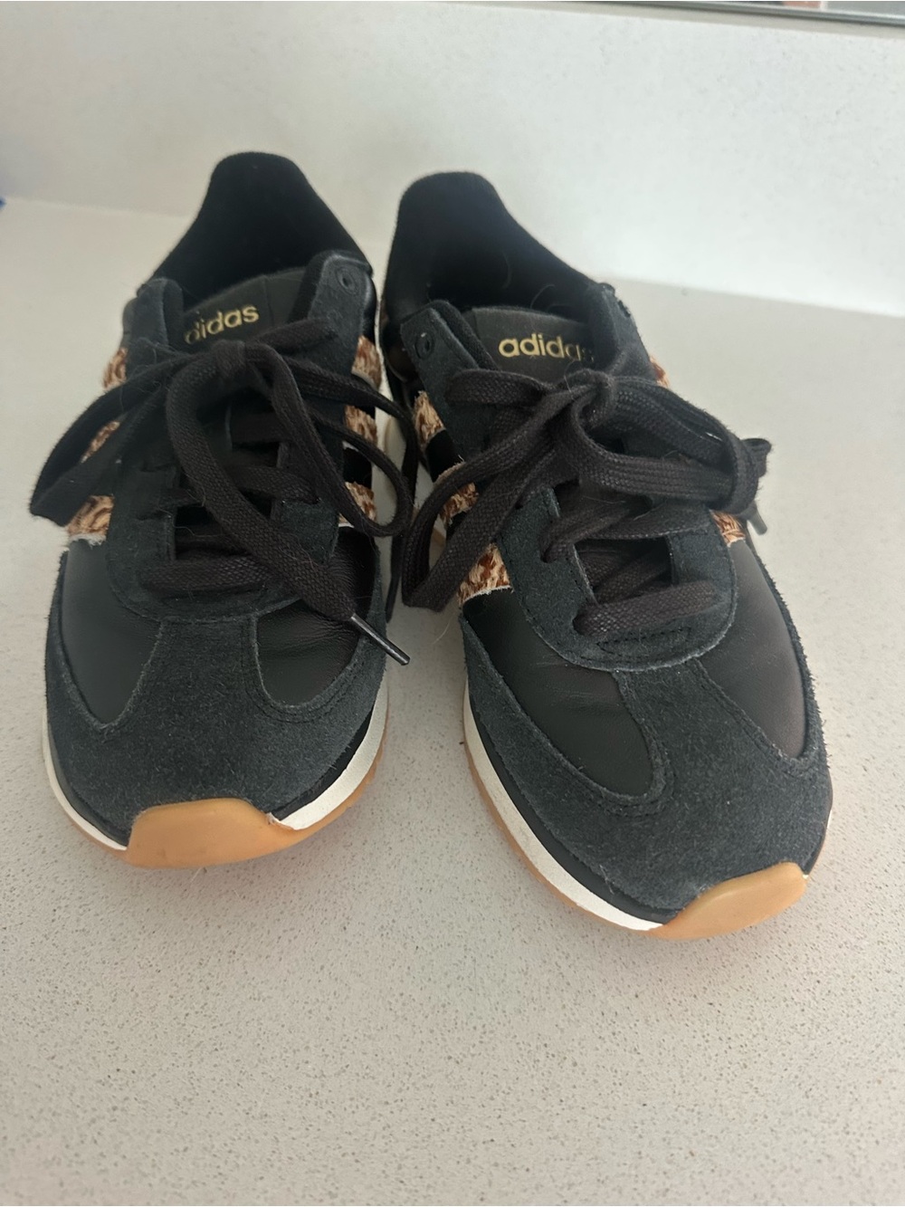 adidas Black Sneakers with Leopard-Print Stripes - Picture 3 of 6